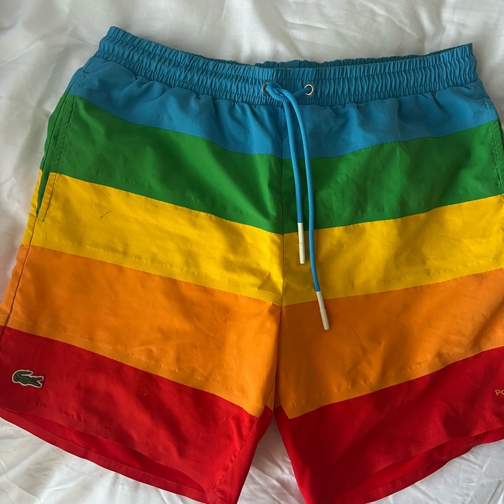 Lacoste x Polaroid Men's Multicolor Striped Bathing Suit